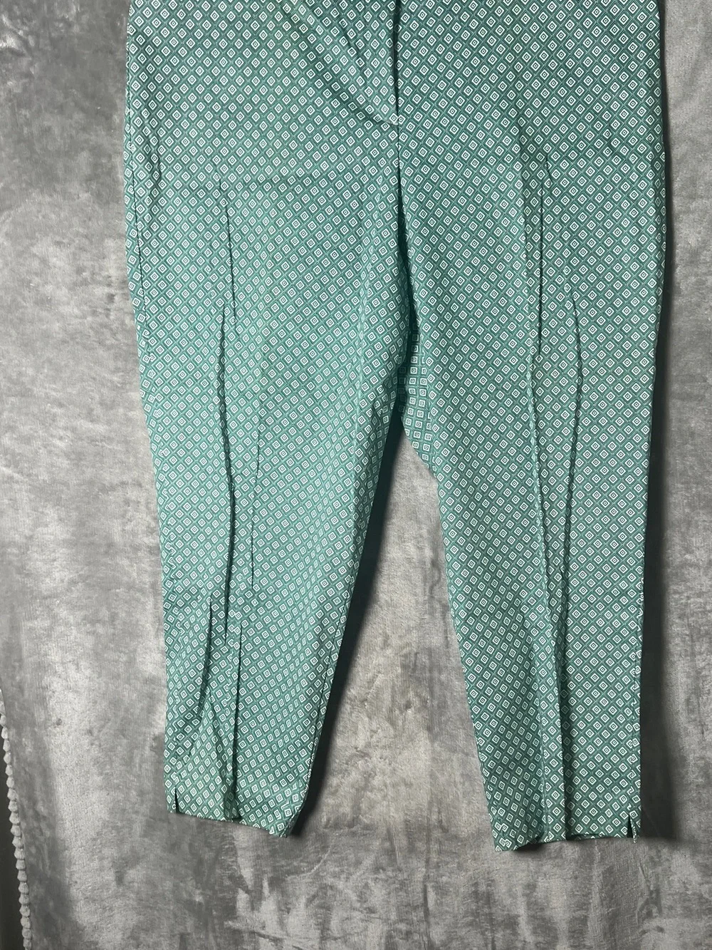 Teal Geometric Stretch Pants